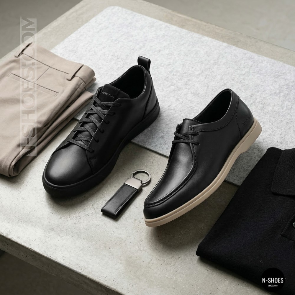 Мужские черные кеды Alex Bens 6199 из натуральной кожи в стиле ECCO Soft 10