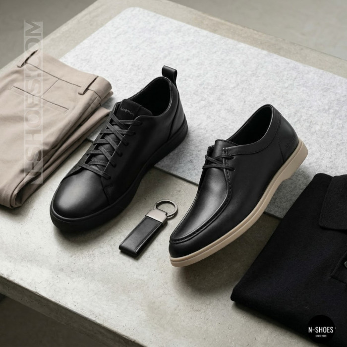 Мужские черные кеды Alex Bens 6199 из натуральной кожи в стиле ECCO Soft 10