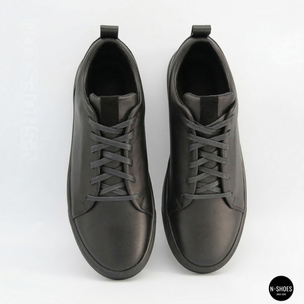 Мужские черные кеды Alex Bens 6199 из натуральной кожи в стиле ECCO Soft 10