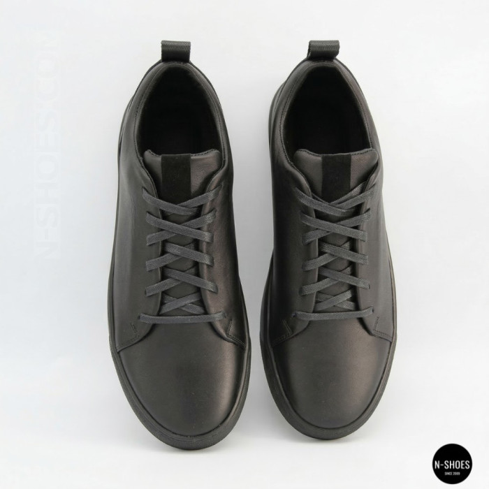 Мужские черные кеды Alex Bens 6199 из натуральной кожи в стиле ECCO Soft 10