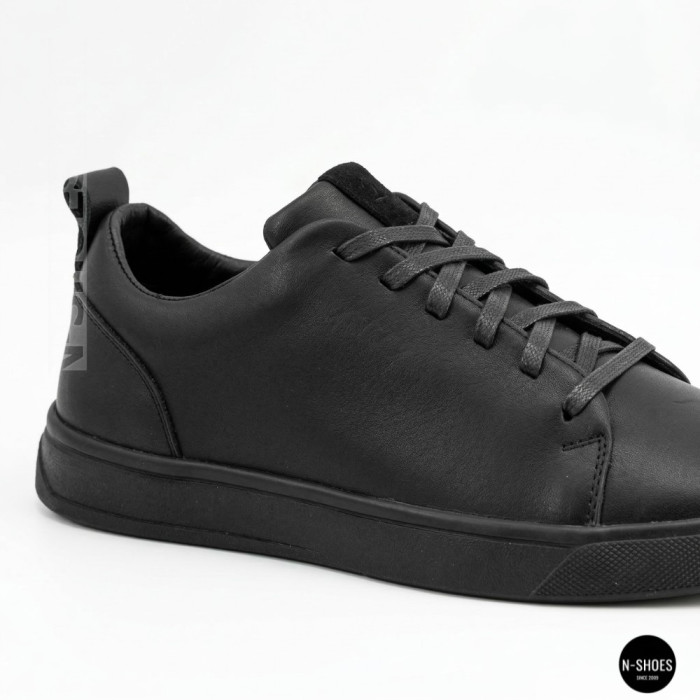Мужские черные кеды Alex Bens 6199 из натуральной кожи в стиле ECCO Soft 10