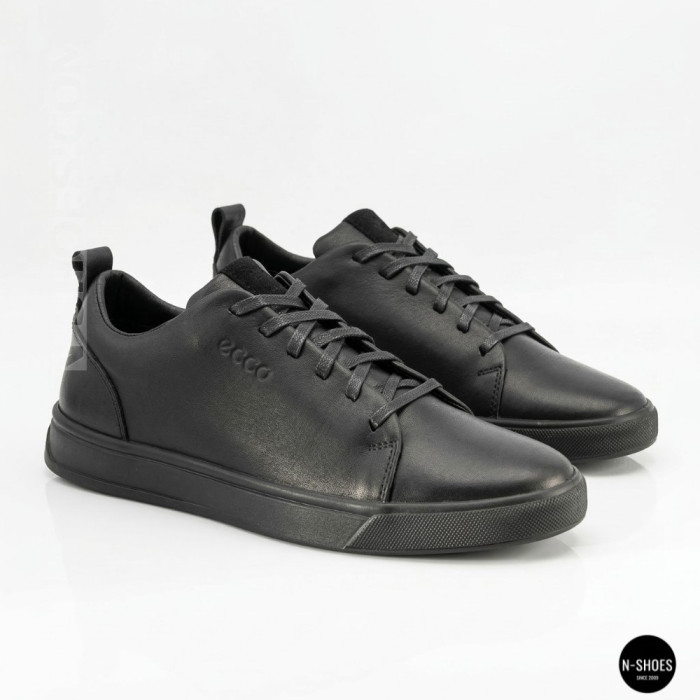 Мужские черные кеды Alex Bens 6199 из натуральной кожи в стиле ECCO Soft 10