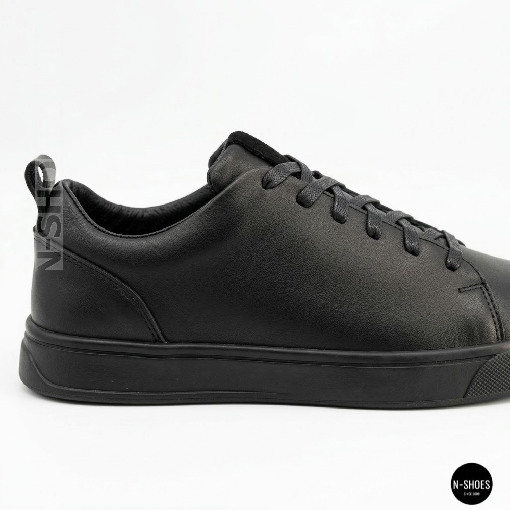 Мужские черные кеды Alex Bens 6199 из натуральной кожи в стиле ECCO Soft 10