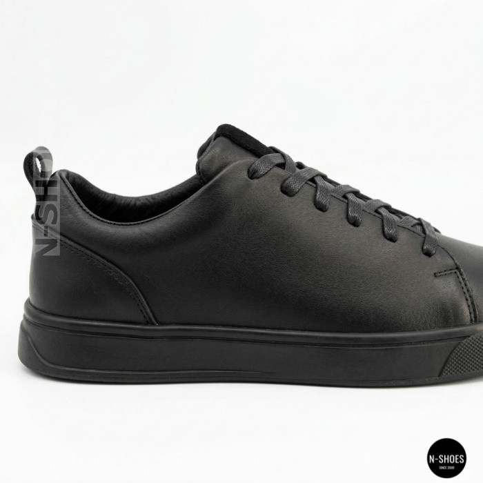 Мужские черные кеды Alex Bens 6199 из натуральной кожи в стиле ECCO Soft 10