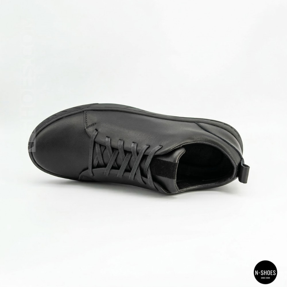 Мужские черные кеды Alex Bens 6199 из натуральной кожи в стиле ECCO Soft 10