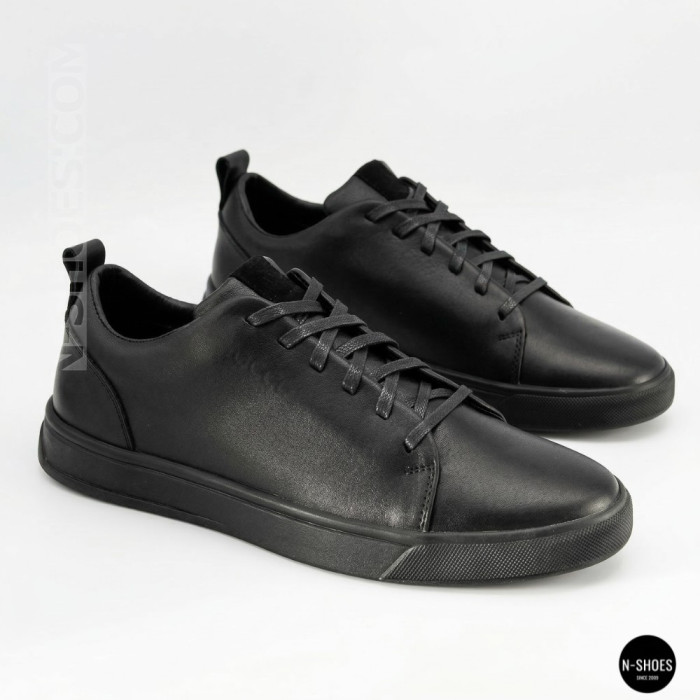 Мужские черные кеды Alex Bens 6199 из натуральной кожи в стиле ECCO Soft 10