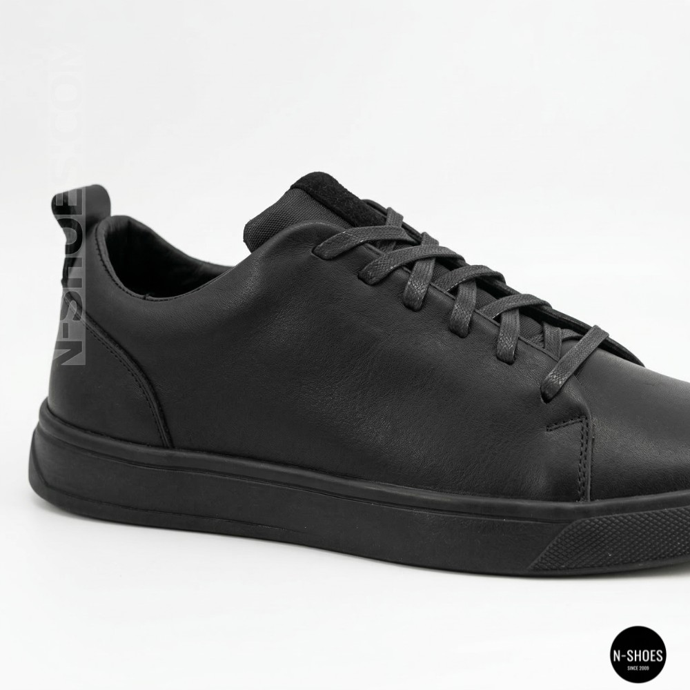 Мужские черные кеды Alex Bens 6199 из натуральной кожи в стиле ECCO Soft 10