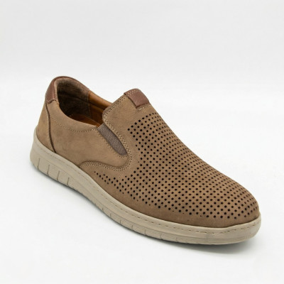 Men's beige leather slip-on shoes N-SHOES Mens 213136 305 beige nubuk 6244 from a Turkish manufacturer Men's beige leather slip-on shoes N-SHOES Mens 213136 305 beige nubuk 6244 from a Turkish manufacturer