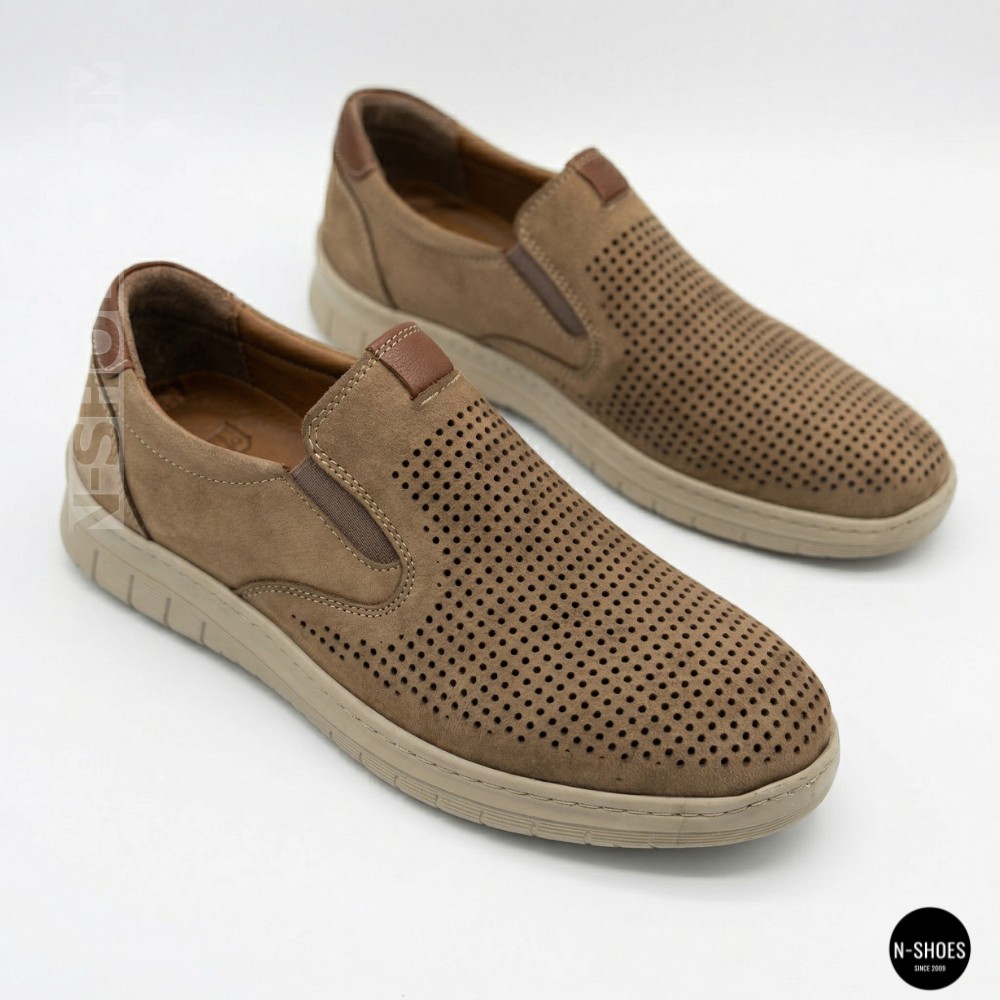 Чоловічі бежеві туфлі нубук N-SHOES Mens 213136 305 6244