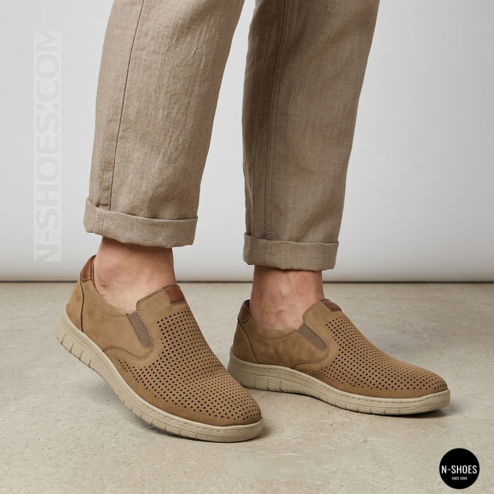 Чоловічі бежеві туфлі нубук N-SHOES Mens 213136 305 6244