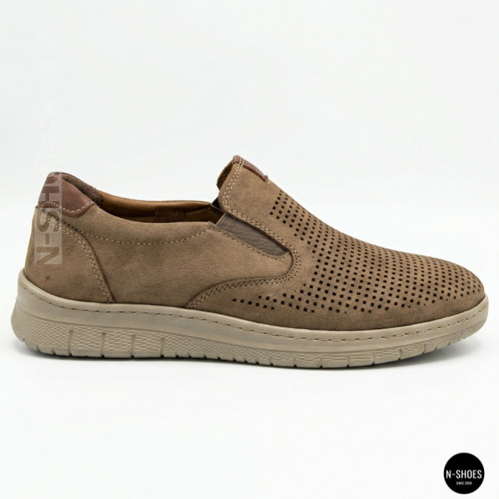 Комфортные бежевые туфли нубук N-SHOES Mens 213136 305 6244