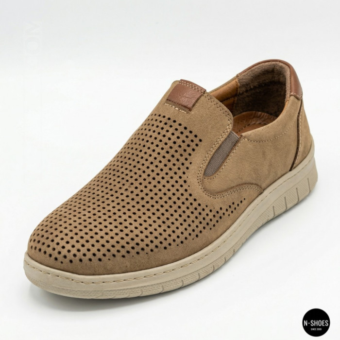 Комфортные бежевые туфли нубук N-SHOES Mens 213136 305 6244