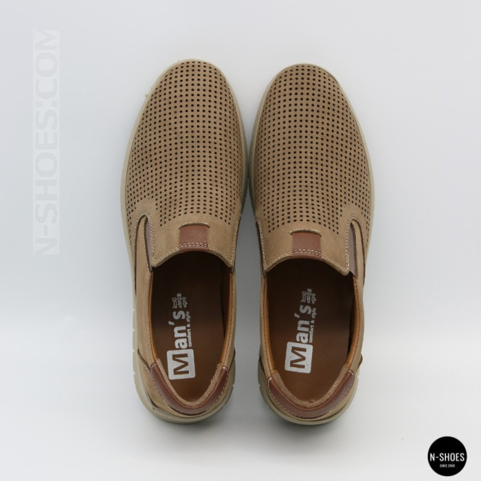 Комфортные бежевые туфли нубук N-SHOES Mens 213136 305 6244