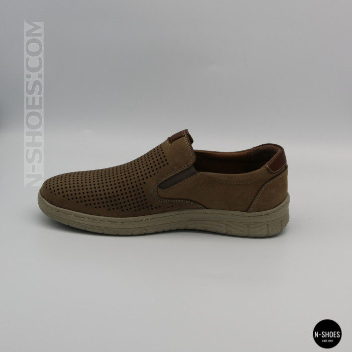 Комфортные бежевые туфли нубук N-SHOES Mens 213136 305 6244