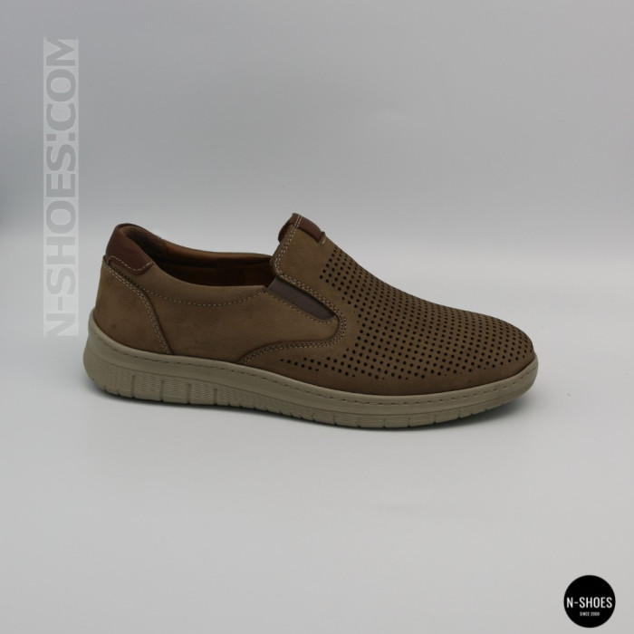 Комфортные бежевые туфли нубук N-SHOES Mens 213136 305 6244
