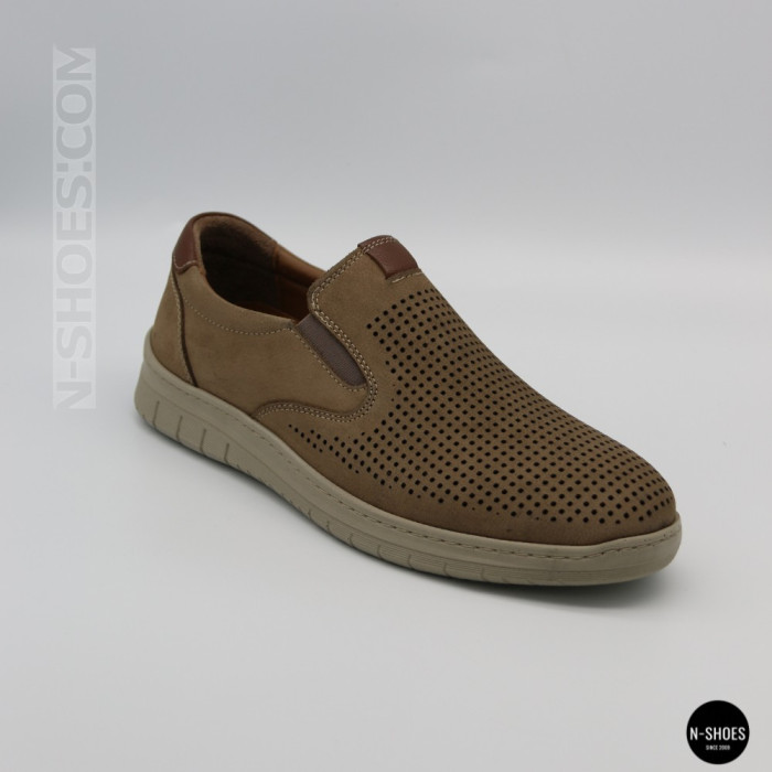 Комфортные бежевые туфли нубук N-SHOES Mens 213136 305 6244