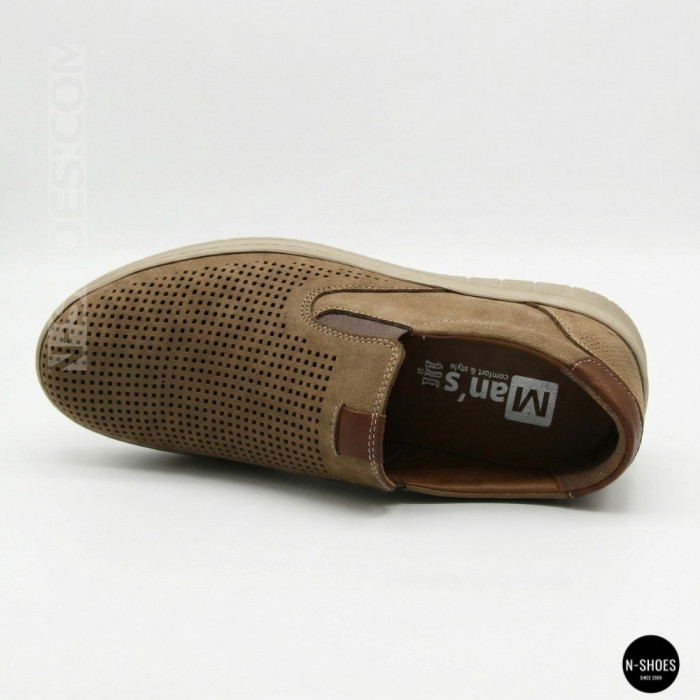 Комфортные бежевые туфли нубук N-SHOES Mens 213136 305 6244