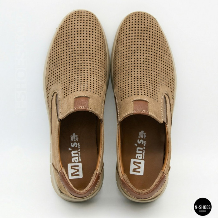 Комфортные бежевые туфли нубук N-SHOES Mens 213136 305 6244