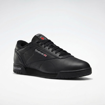 Мужские кожаные кроссовки деми Reebok EO-EXOFIT LO CLEAN LOGO INT 100000168 6276 черные из натуральной кожи комфортные оригинальные