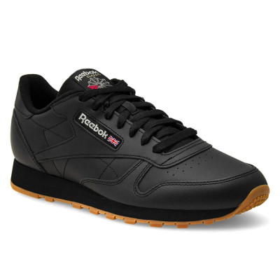 Кроссовки кожаные Reebok EU-CLASSIC LEATHER 100008493 6322 черные из натуральной кожи оригинальные