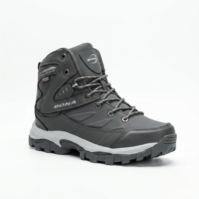 Men's winter boots Bona 856R-6 Dark Grey-Silver 6353 gray made of genuine leather with fur insulation