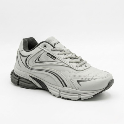 Мужские демисезонные кроссовки Bona 885M-2 Lt. Grey-Dark Grey 6355 серые из натуральной кожи с анатомической стелькой