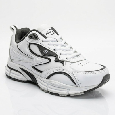 Мужские демисезонные кожаные белые кроссовки Bona 963a-2 White-Dark Grey 6357 из натуральной кожи серия Комфорт с анатомической стелькой