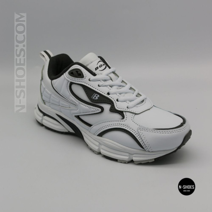 Bona 963a-2 White-Dark Grey 6357: белые кроссовки из кожи