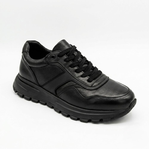 Кроссовки мужские N-SHOES Fabio 216244 FM-1-5913-1 6365 BLACK из натуральной кожи черные демисезонные