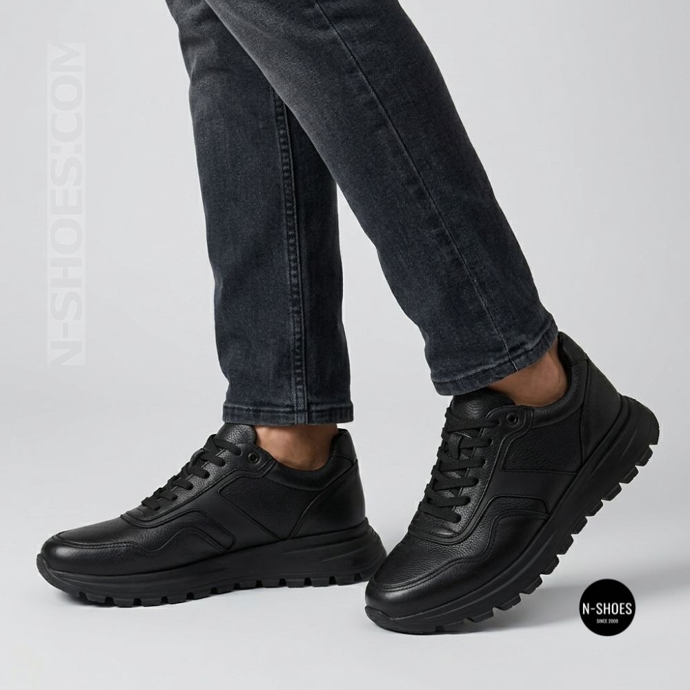 N-SHOES Fabio 216244 FM-1-5913-1 6365 BLACK з натуральної шкіри: чорні кросівки на кожен день