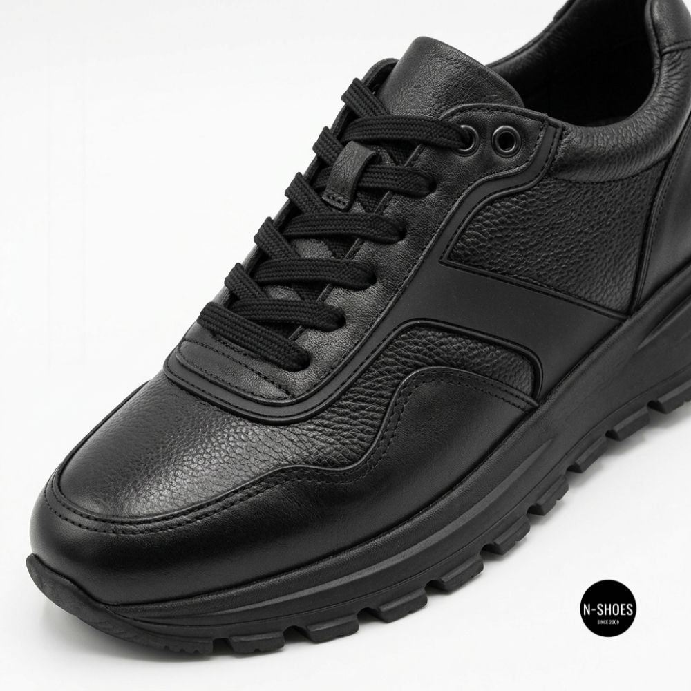 N-SHOES Fabio 216244 FM-1-5913-1 6365 BLACK з натуральної шкіри: чорні кросівки на кожен день