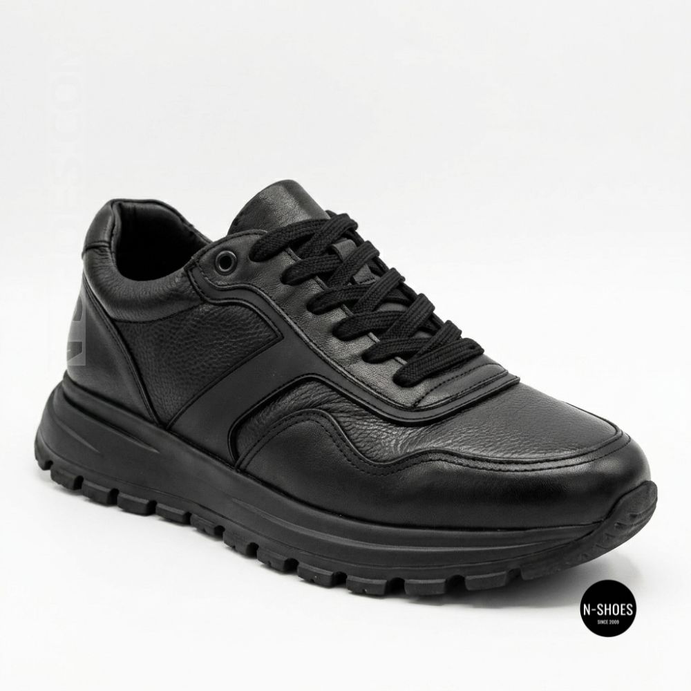 N-SHOES Fabio 216244 FM-1-5913-1 6365 BLACK з натуральної шкіри: чорні кросівки на кожен день