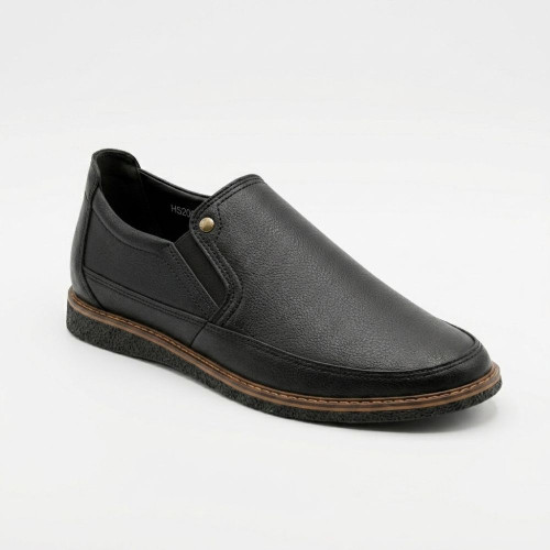 Черные мужские слипоны NS 017 black 6406 деми из натуральной кожи каждый день