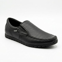 Black men's comfort moccasins NS 016 black 6407 made of genuine leather
