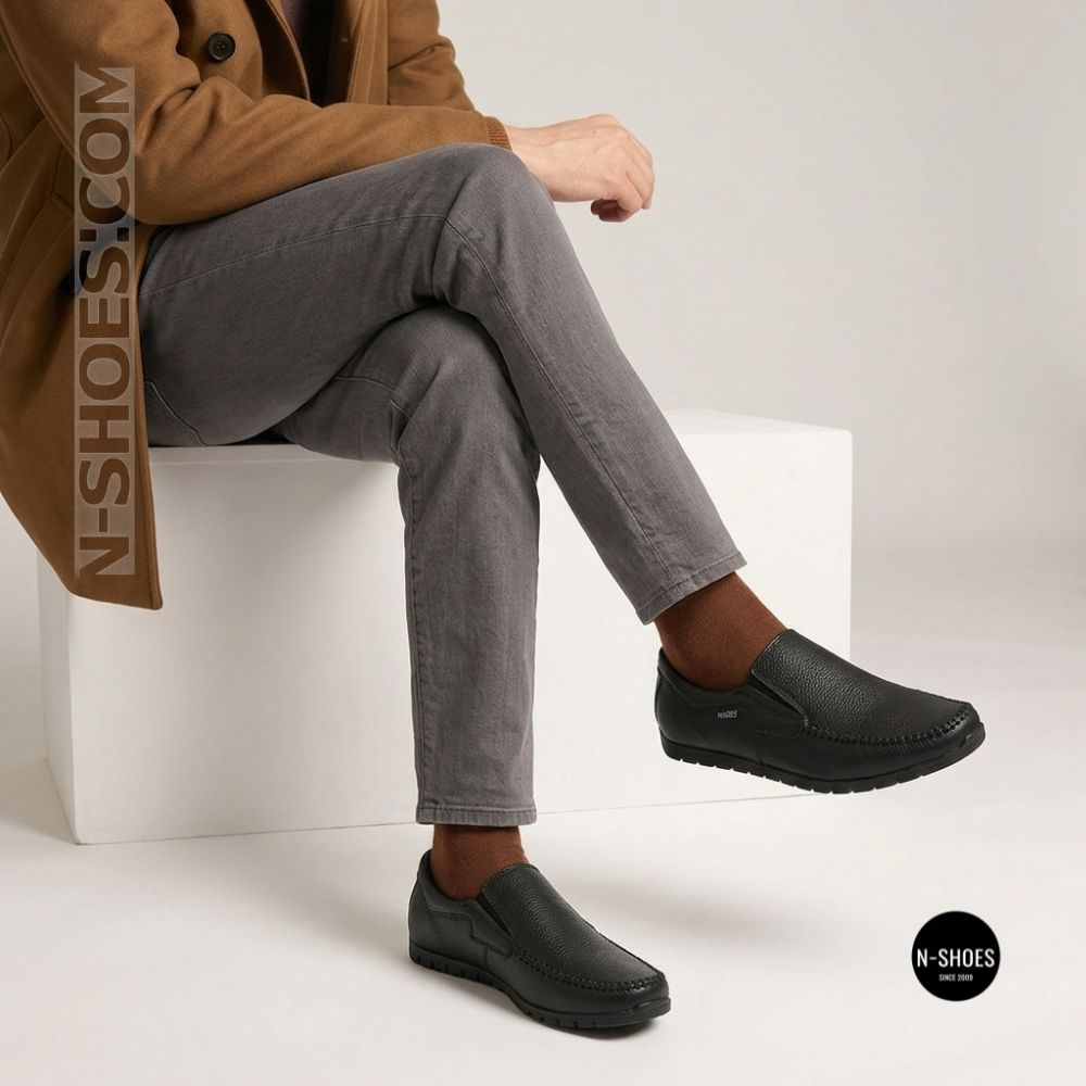 Black Leather Comfort Moccasins NS 016 6407 for Your Feet