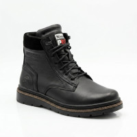 Winter leather boots NS n3 black 6411 black made of genuine leather with wool inside