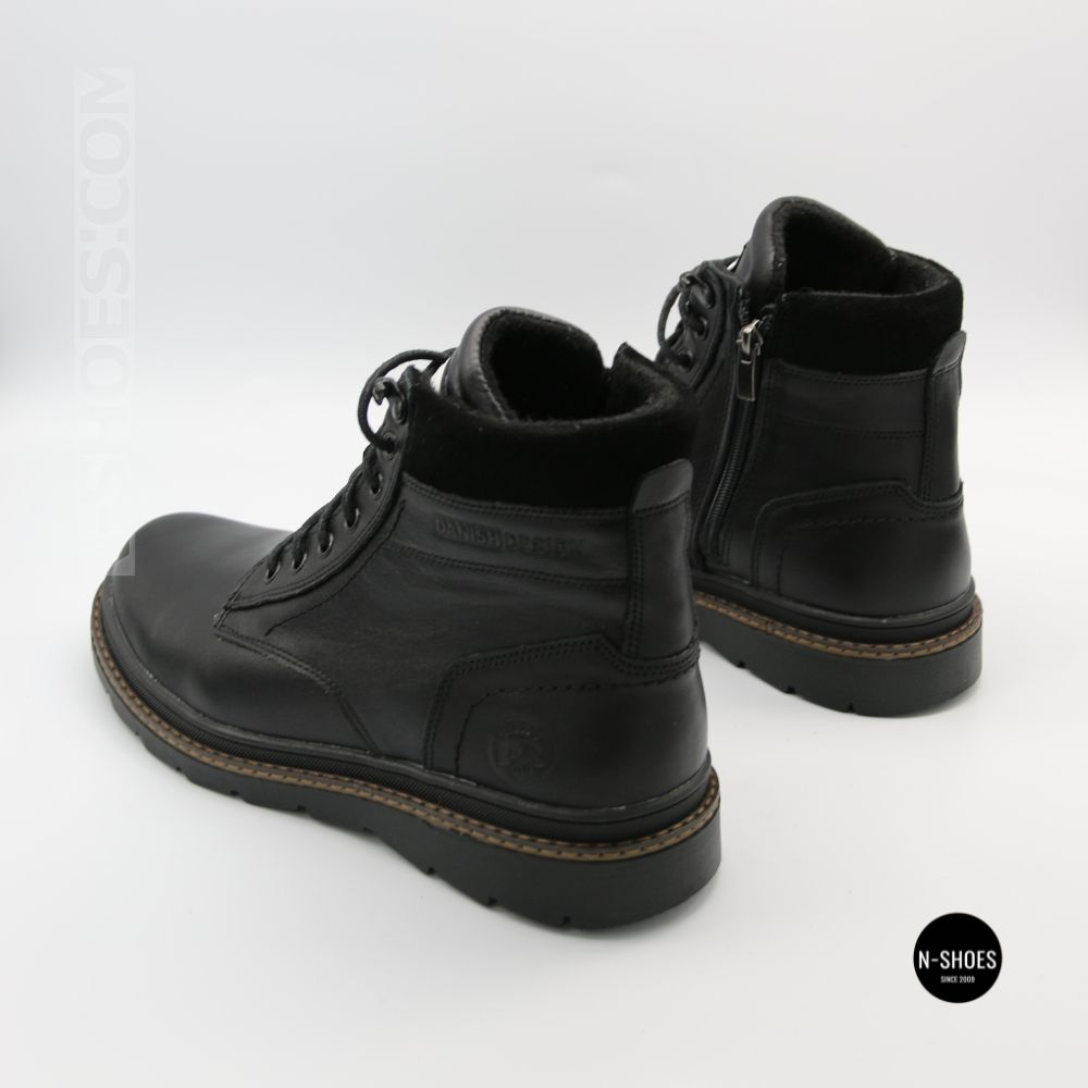 Winter Leather Boots NS n3 Black 6411 with Natural Wool