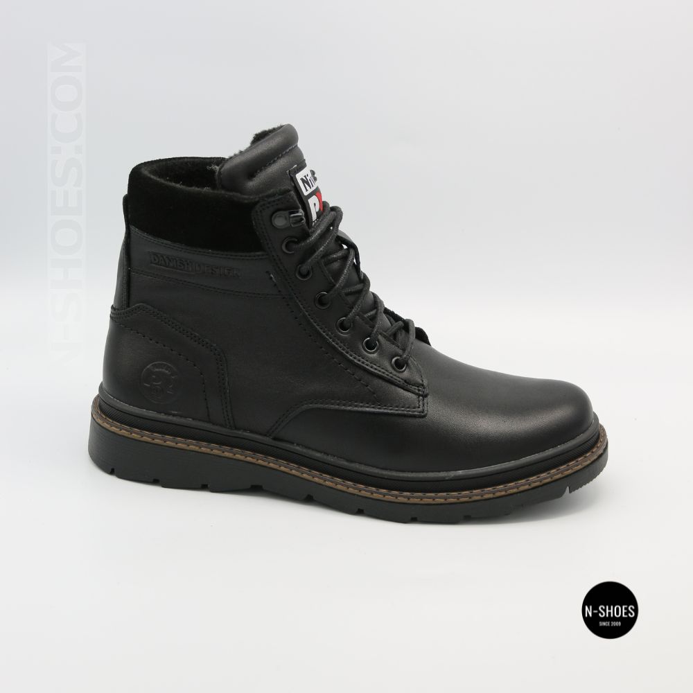 Winter Leather Boots NS n3 Black 6411 with Natural Wool