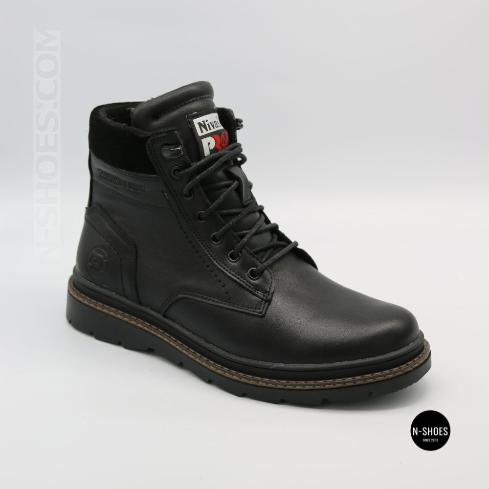 Winter Leather Boots NS n3 Black 6411 with Natural Wool