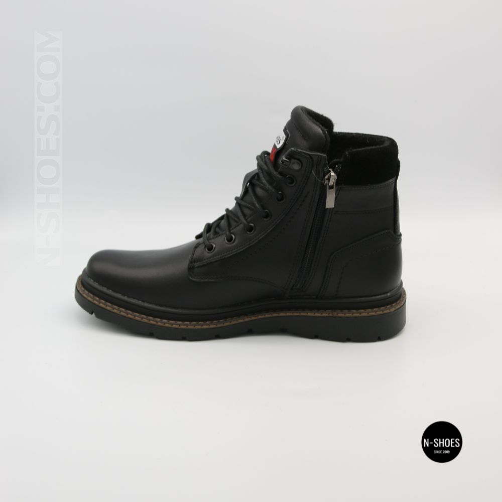 Winter Leather Boots NS n3 Black 6411 with Natural Wool