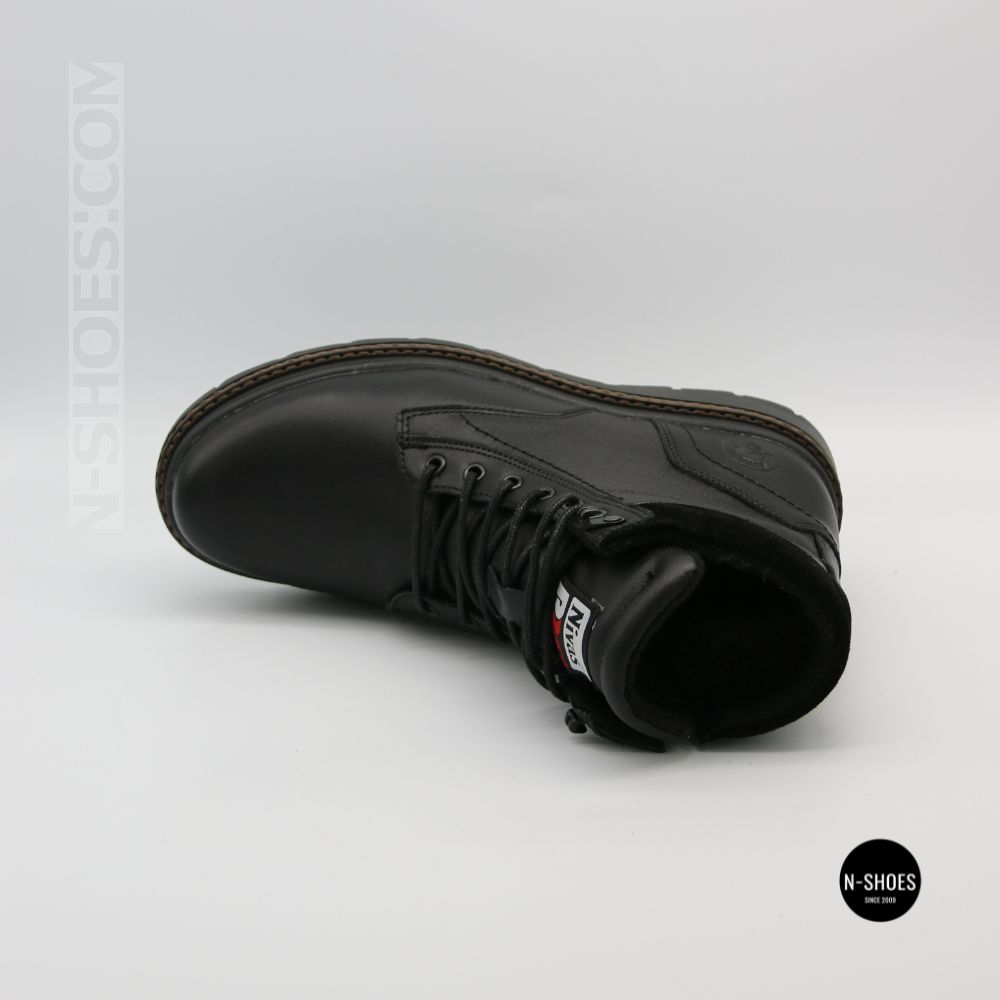 Winter Leather Boots NS n3 Black 6411 with Natural Wool