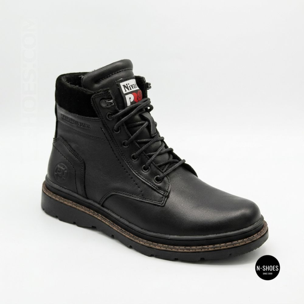 Winter Leather Boots NS n3 Black 6411 with Natural Wool
