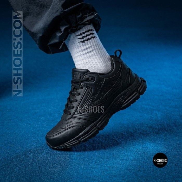 Black Leather Sneakers Bona 836v 6415 on a Chunky Sole