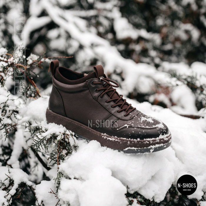 Мужские зимние кожаные кроссовки N-SHOES Fabio 216351 FM-1-5916-2 BROWN 6449