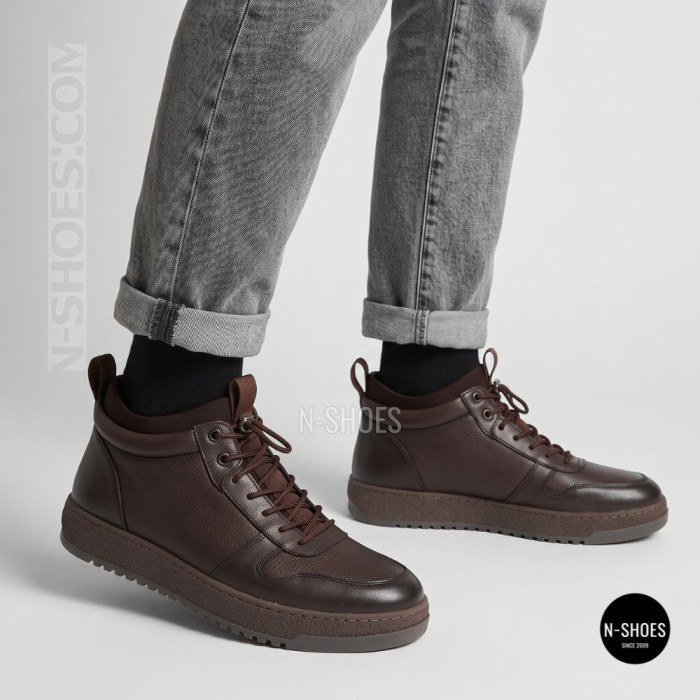 Мужские зимние кожаные кроссовки N-SHOES Fabio 216351 FM-1-5916-2 BROWN 6449