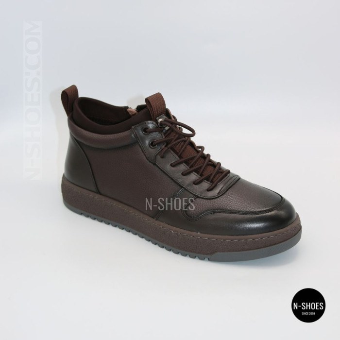 Мужские зимние кожаные кроссовки N-SHOES Fabio 216351 FM-1-5916-2 BROWN 6449