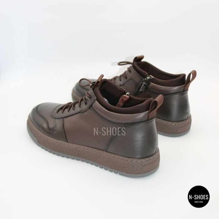 Мужские зимние кожаные кроссовки N-SHOES Fabio 216351 FM-1-5916-2 BROWN 6449