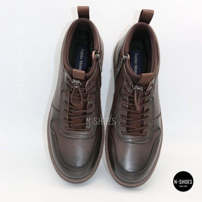 Мужские зимние кожаные кроссовки N-SHOES Fabio 216351 FM-1-5916-2 BROWN 6449