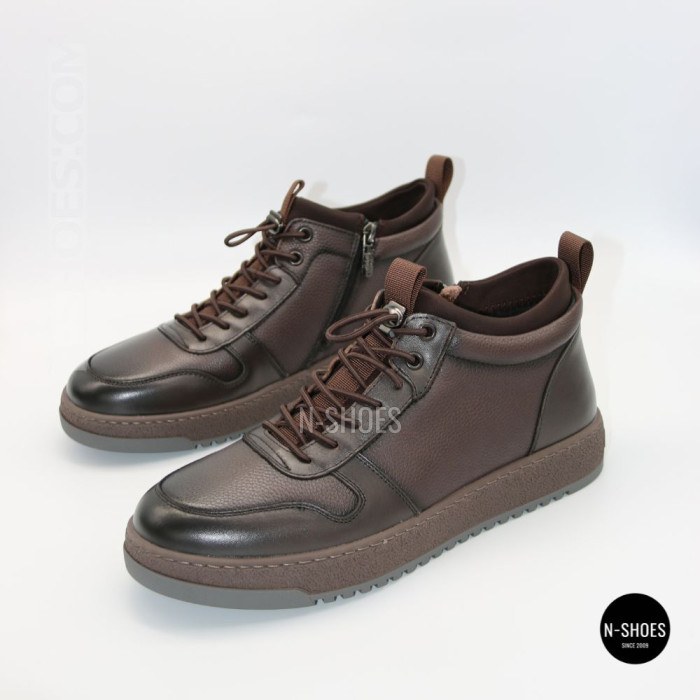 Мужские зимние кожаные кроссовки N-SHOES Fabio 216351 FM-1-5916-2 BROWN 6449