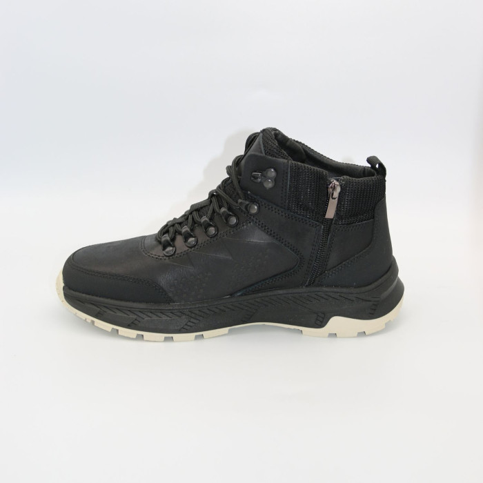 Men's Leather Winter Boots NS 2658 Black 6481 with Fur